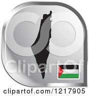 Poster, Art Print Of Silver Palestine Map And Flag Icon