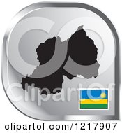 Clipart Of A Silver Rwanda Map And Flag Icon Royalty Free Vector Illustration