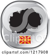 Poster, Art Print Of Silver Macedonia Map And Flag Icon