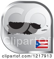 Poster, Art Print Of Silver Puerto Rico Map And Flag Icon