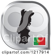 Silver Portugal Map And Flag Icon