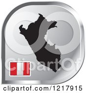 Silver Peru Map And Flag Icon