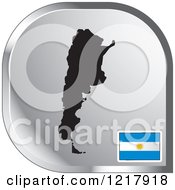 Clipart Of A Silver Argentina Map And Flag Icon Royalty Free Vector Illustration