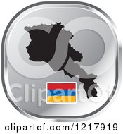 Clipart Of A Silver Armenia Map And Flag Icon Royalty Free Vector Illustration