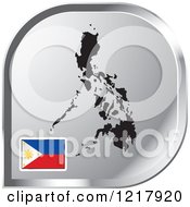 Clipart Of A Silver Philippines Map And Flag Icon Royalty Free Vector Illustration