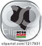 Clipart Of A Silver Kenya Map And Flag Icon Royalty Free Vector Illustration