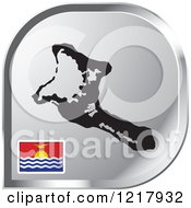Clipart Of A Silver Kiritimati Map And Flag Icon Royalty Free Vector Illustration