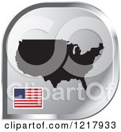 Poster, Art Print Of Silver United States Map And Flag Icon
