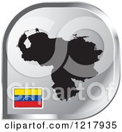 Poster, Art Print Of Silver Venezuela Map And Flag Icon