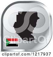 Clipart Of A Silver Sudan Map And Flag Icon Royalty Free Vector Illustration