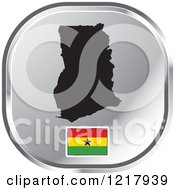 Clipart Of A Silver Ghana Map And Flag Icon Royalty Free Vector Illustration