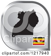 Silver Uganda Map And Flag Icon