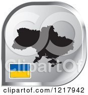 Silver Ukraine Map And Flag Icon