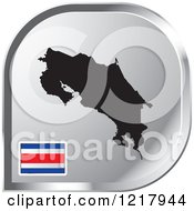 Clipart Of A Silver Costa Rica Map And Flag Icon Royalty Free Vector Illustration