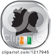 Clipart Of A Silver Ivory Coast Map And Flag Icon Royalty Free Vector Illustration