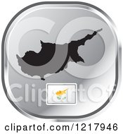Clipart Of A Silver Cyprus Map And Flag Icon Royalty Free Vector Illustration