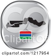 Clipart Of A Silver Gambia Map And Flag Icon Royalty Free Vector Illustration