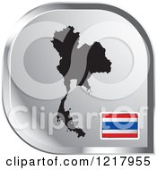 Clipart Of A Silver Thailand Map And Flag Icon Royalty Free Vector Illustration