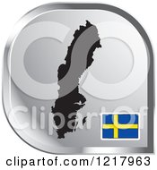Clipart Of A Silver Sweden Map And Flag Icon Royalty Free Vector Illustration