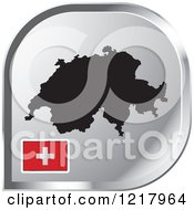 Silver Switzerland Map And Flag Icon