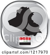 Clipart Of A Silver Iraq Map And Flag Icon Royalty Free Vector Illustration