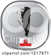 Clipart Of A Silver Gibraltar Map And Flag Icon Royalty Free Vector Illustration