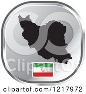 Poster, Art Print Of Silver Iran Map And Flag Icon
