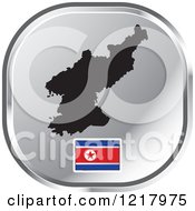 Clipart Of A Silver North Korea Map And Flag Icon Royalty Free Vector Illustration