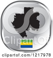 Clipart Of A Silver Gabon Map And Flag Icon Royalty Free Vector Illustration