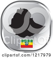 Clipart Of A Silver Ethiopia Map And Flag Icon Royalty Free Vector Illustration