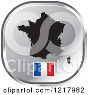 Poster, Art Print Of Silver France Map And Flag Icon