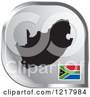 Clipart Of A Silver South Africa Map And Flag Icon Royalty Free Vector Illustration by Lal Perera