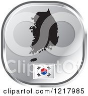 Clipart Of A Silver South Korea Map And Flag Icon Royalty Free Vector Illustration