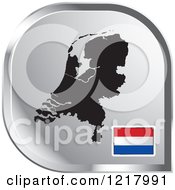 Silver Netherlands Map And Flag Icon
