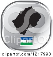Clipart Of A Silver Lesotho Map And Flag Icon Royalty Free Vector Illustration