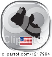 Poster, Art Print Of Silver Liberia Map And Flag Icon