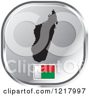 Clipart Of A Silver Madagascar Map And Flag Icon Royalty Free Vector Illustration