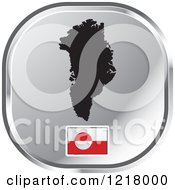 Clipart Of A Silver Greenland Map And Flag Icon Royalty Free Vector Illustration