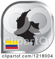 Clipart Of A Silver Colombia Map And Flag Icon Royalty Free Vector Illustration