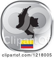 Clipart Of A Silver Colombia Map And Flag Icon 2 Royalty Free Vector Illustration by Lal Perera