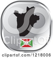 Clipart Of A Silver Burundi Map And Flag Icon Royalty Free Vector Illustration