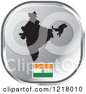 Clipart Of A Silver India Map And Flag Icon Royalty Free Vector Illustration
