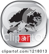 Clipart Of A Silver Hong Kong Map And Flag Icon Royalty Free Vector Illustration by Lal Perera