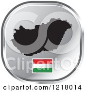 Clipart Of A Silver Hungary Map And Flag Icon Royalty Free Vector Illustration