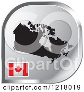 Clipart Of A Silver Canada Map And Flag Icon Royalty Free Vector Illustration