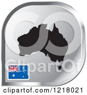 Clipart Of A Silver Australia Map And Flag Icon Royalty Free Vector Illustration by Lal Perera