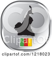 Clipart Of A Silver Cameroon Map And Flag Icon Royalty Free Vector Illustration by Lal Perera