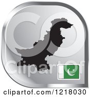 Poster, Art Print Of Silver Pakistan Map And Flag Icon