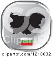 Clipart Of A Silver Bulgaria Map And Flag Icon Royalty Free Vector Illustration by Lal Perera
