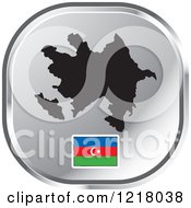 Clipart Of A Silver Azerbaijan Map And Flag Icon Royalty Free Vector Illustration